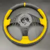 Momo Spor Direksiyon 32cm Sarı Yüzük ve Detaylı-Yarıklı Model-Yarış Spor Direksiyonu