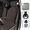Oto Koltuk Minderi Ortopedik Kalın Süngerli Ön 2 Koltuk Siyah (Gri Kenar) Araç Koltuk Koruyucu Kılıf