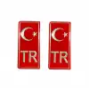 TR Ayyıldız Kırmızı Plaka Etiketi Sticker- Varak Baskılı Kabartmalı Parlak Malzeme