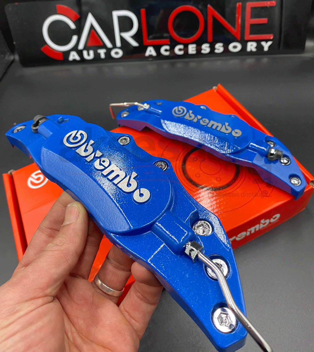 Brembo Orjinal Metal Kaliper Kapağı Mavi Renk Fren Disk Kapağı 2Li Set Aynı Gün Kargo