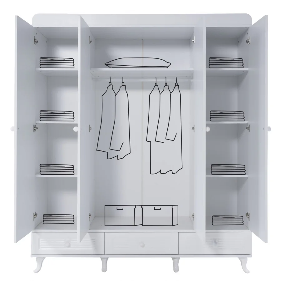 2KA Aqua White 4 Kapılı Dolap