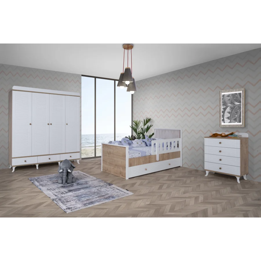 2KA Bonny White 4 Kapılı Karyolalı Takım