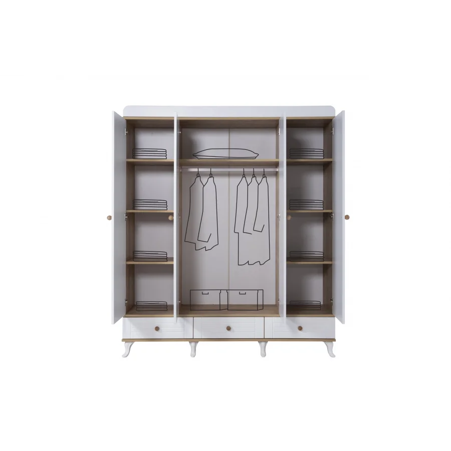 2KA Bonny White 4 Kapılı Karyolalı Takım