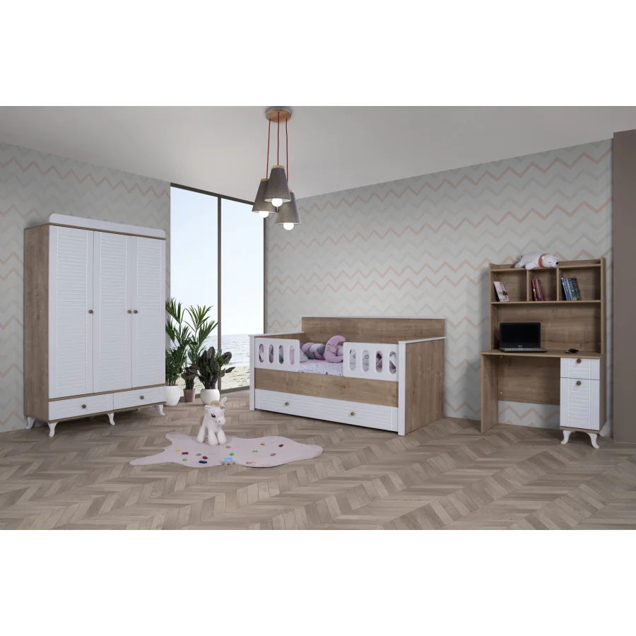 2KA Bonny White Sedir Karyolalı Çocuk Odası Takımı
