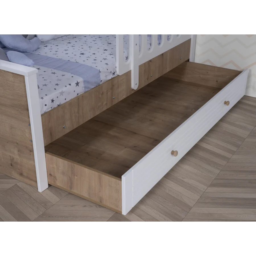 2KA Bonny White Yavru Yataklı Kapitoneli Karyola