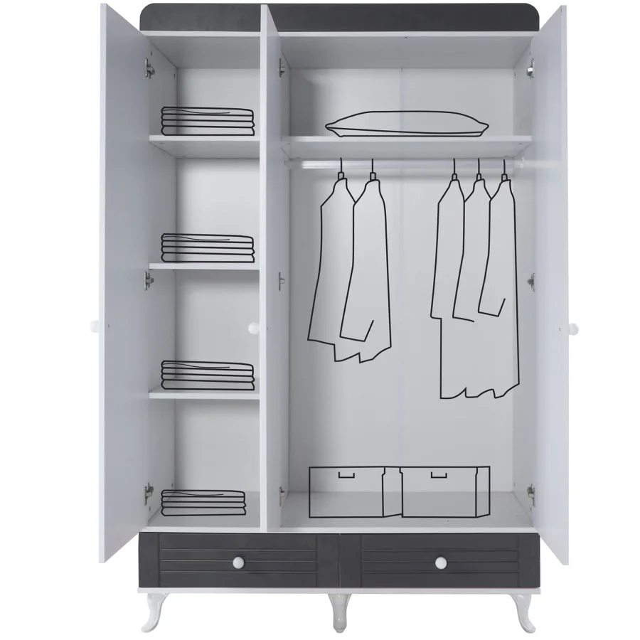 2KA Cover Fame 3 Kapılı Dolap