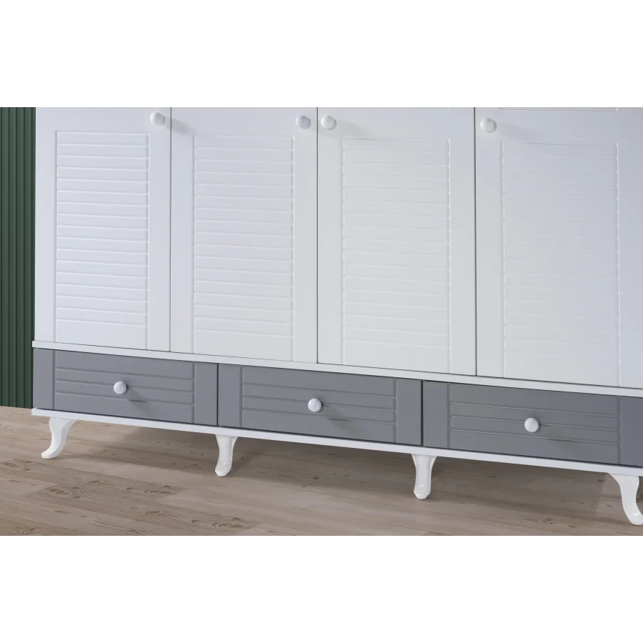 2KA Cover Grey 4 Kapılı Dolap