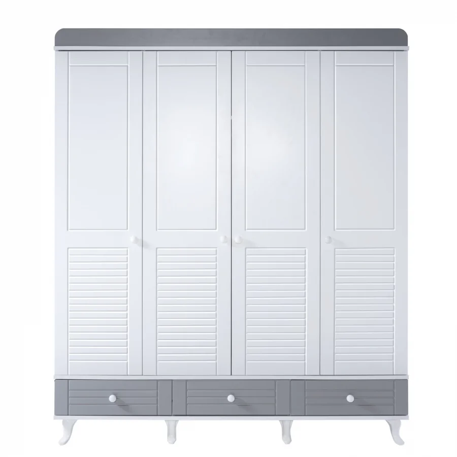 2KA Cover Grey 4 Kapılı Dolap