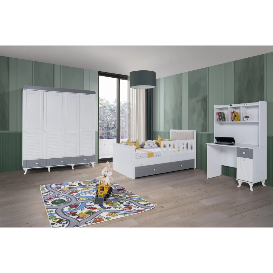2KA Cover Grey 4 Kapılı Karyolalı Çocuk Odası Takımı