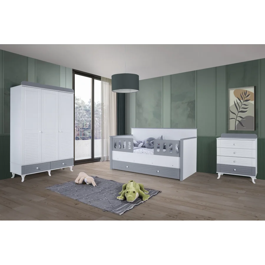 2KA Cover Grey Sedir Karyolalı Çocuk Odası Takımı