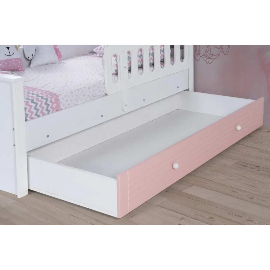 2KA Cover Pink Yavru Yataklı Kapitoneli Karyola