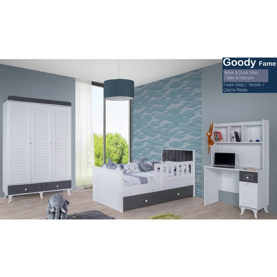 2KA Good Fame Kapitoneli Çalışma Masalı Bebek ve Çocuk Odası Takımı