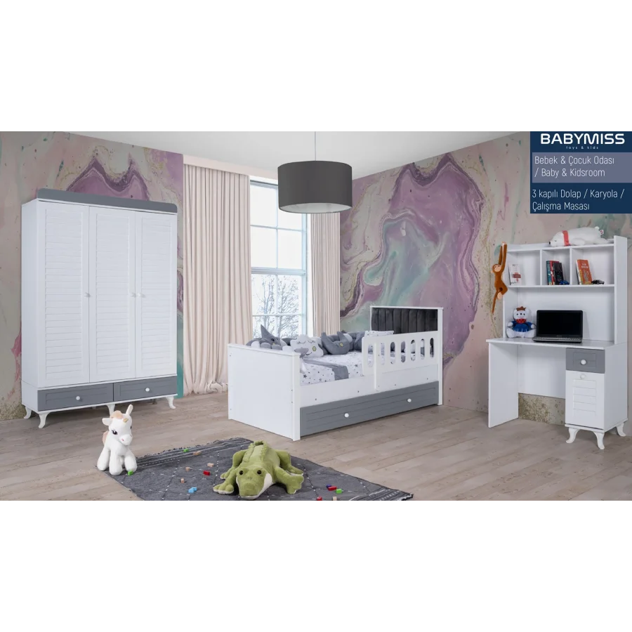 2KA Good Grey Çalışma Masalı Çocuk Odası Takımı