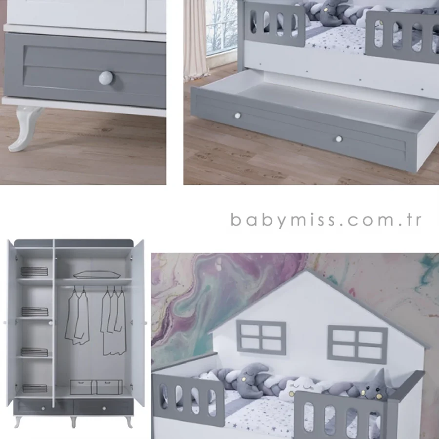 2KA Good Grey Montessori Bebek ve Çocuk Odası Takımı