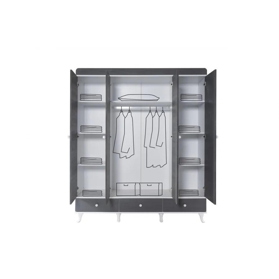 2KA Hunt 4 Kapılı Sedir Karyolalı Çocuk Odası Takımı