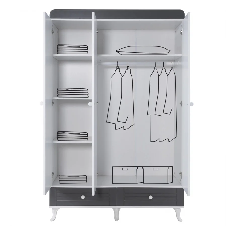 2KA Joy Fame 3 Kapılı Dolap