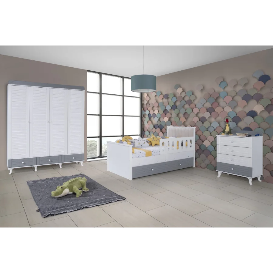 2KA Joy Gray 4 Kapılı Karyolalı Çocuk Odası Takımı