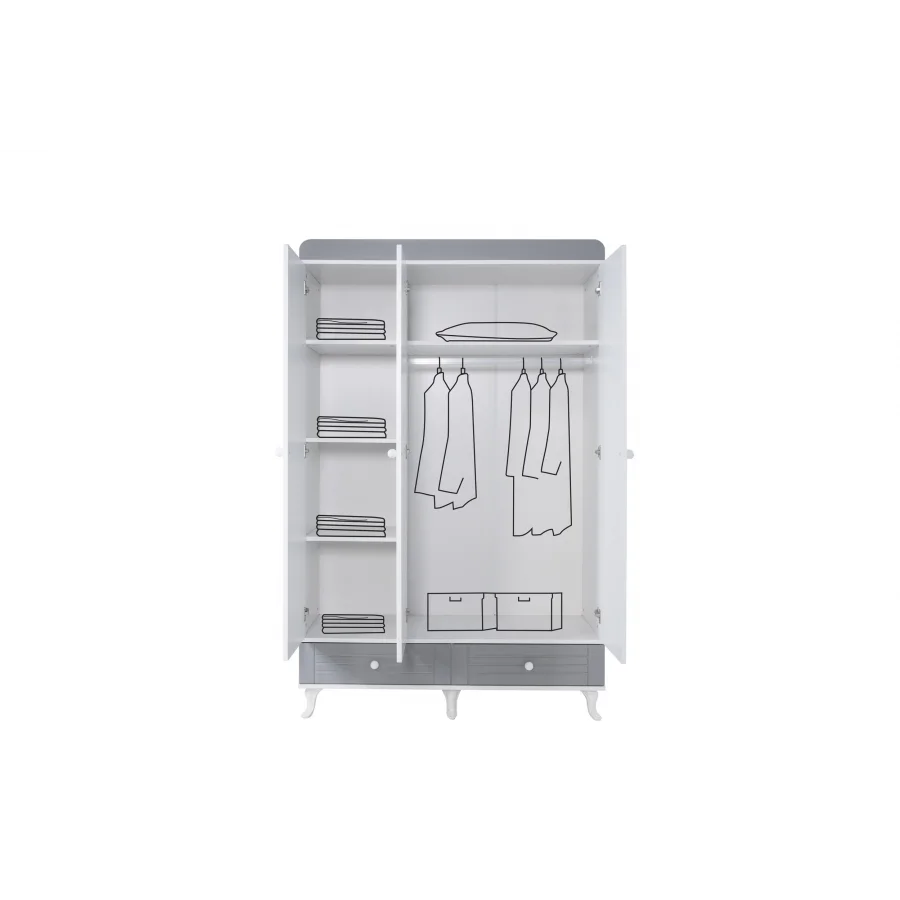 2KA Joy Gray Sedir Karyolalı Çocuk Odası Takımı