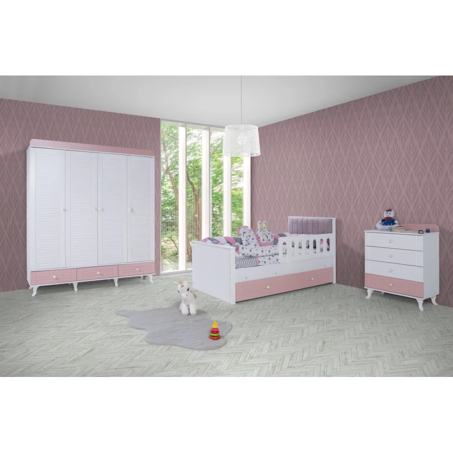 2KA Joy Pink 4 Kapılı Karyolalı Çocuk Odası Takımı