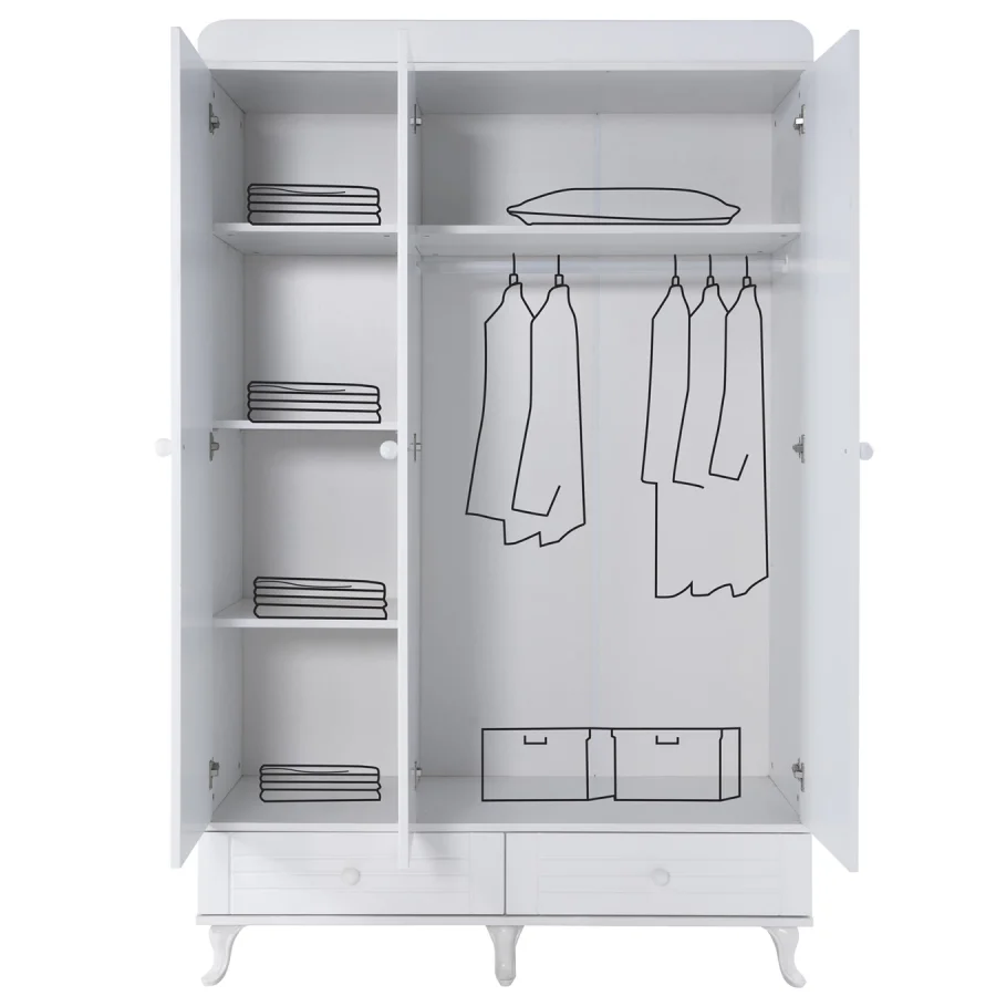 2KA Joy White 3 Kapılı Dolap