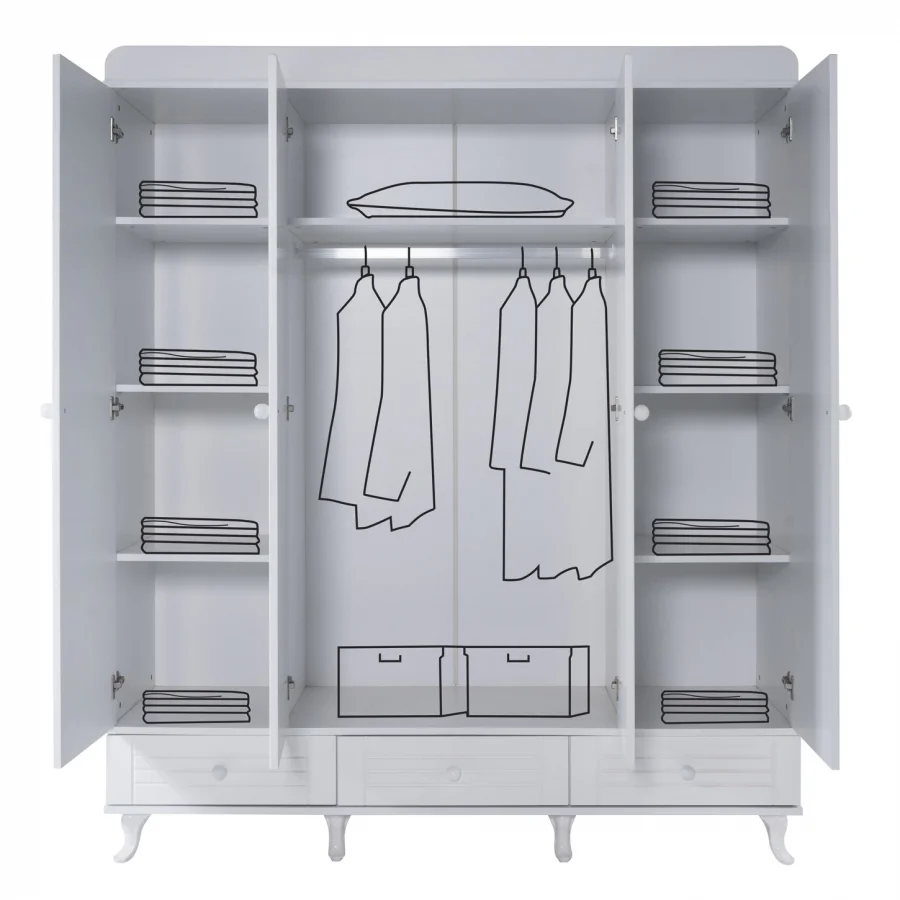 2KA Joy White 4 Kapılı Dolap