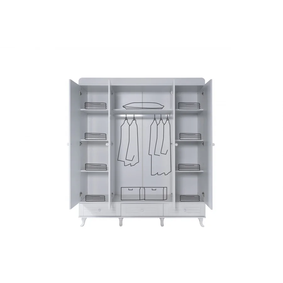 2KA Joy White 4 Kapılı Karyolalı Çocuk Odası Takımı