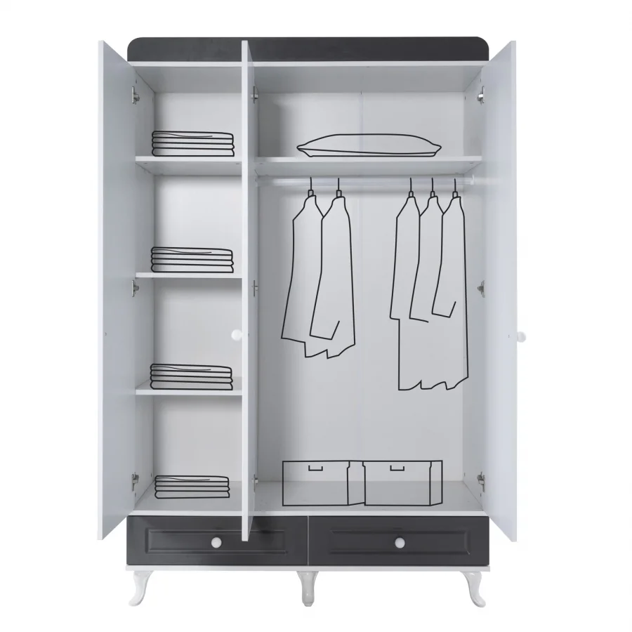 2KA New Luna Fame 3 Kapılı Dolap