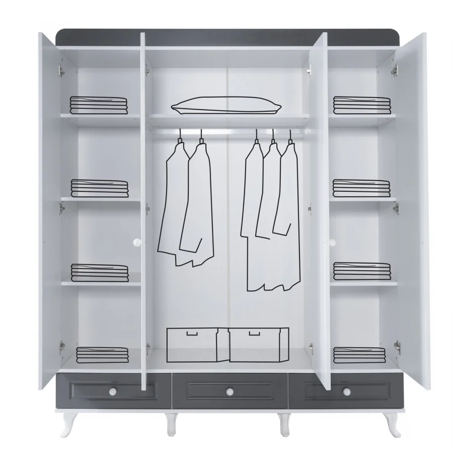 2KA New Luna Fame 4 Kapılı Dolap