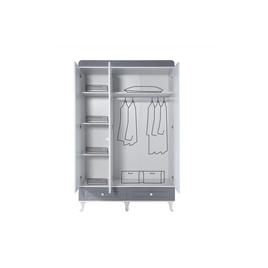 2KA New Luna Grey Sedir Karyolalı Çocuk Odası Takımı