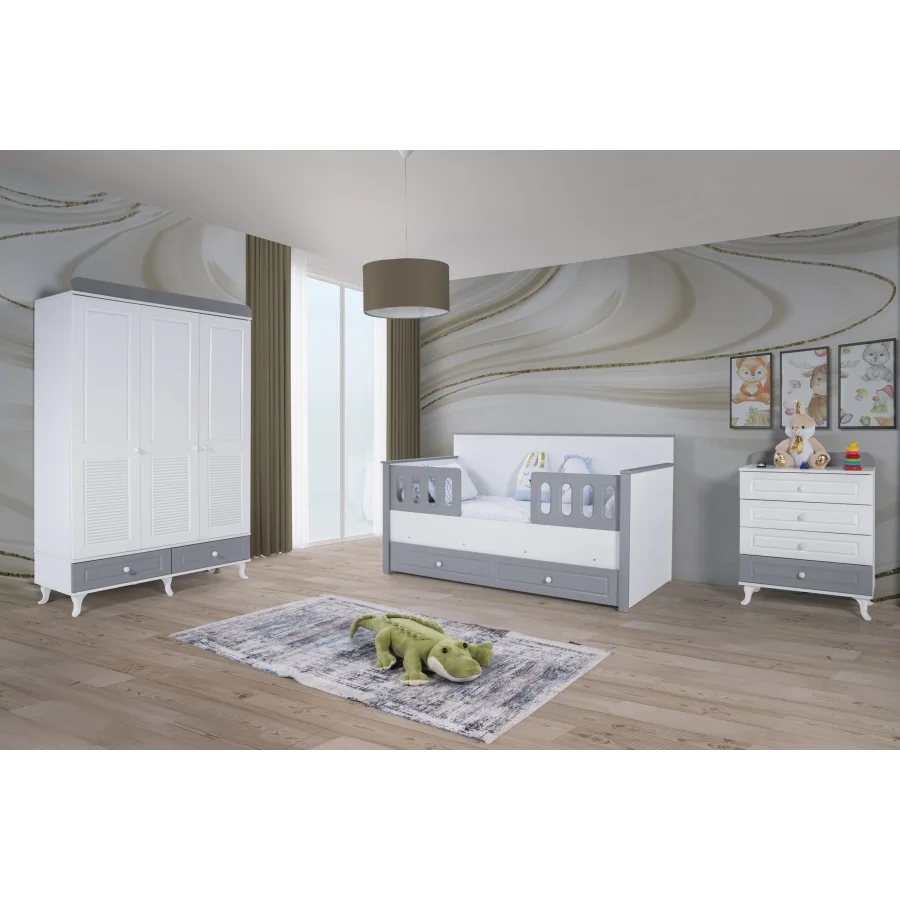 2KA New Luna Grey Sedir Karyolalı Çocuk Odası Takımı