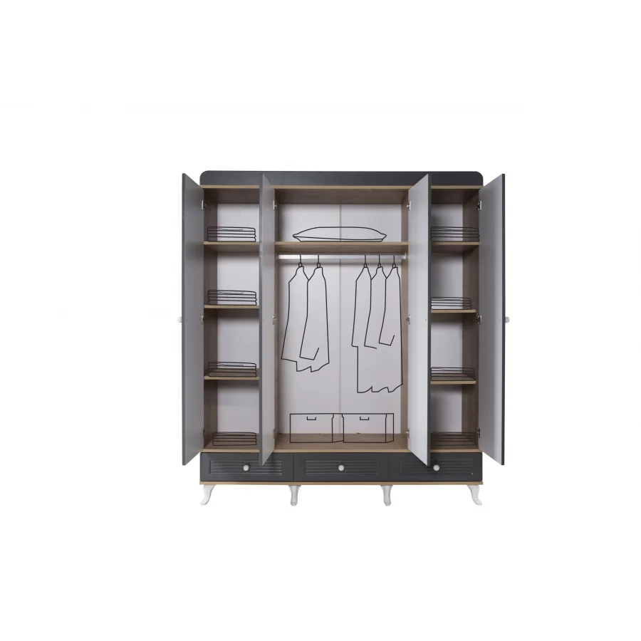 2KA Palm 4 Kapılı Karyolalı Çocuk Odası Takımı