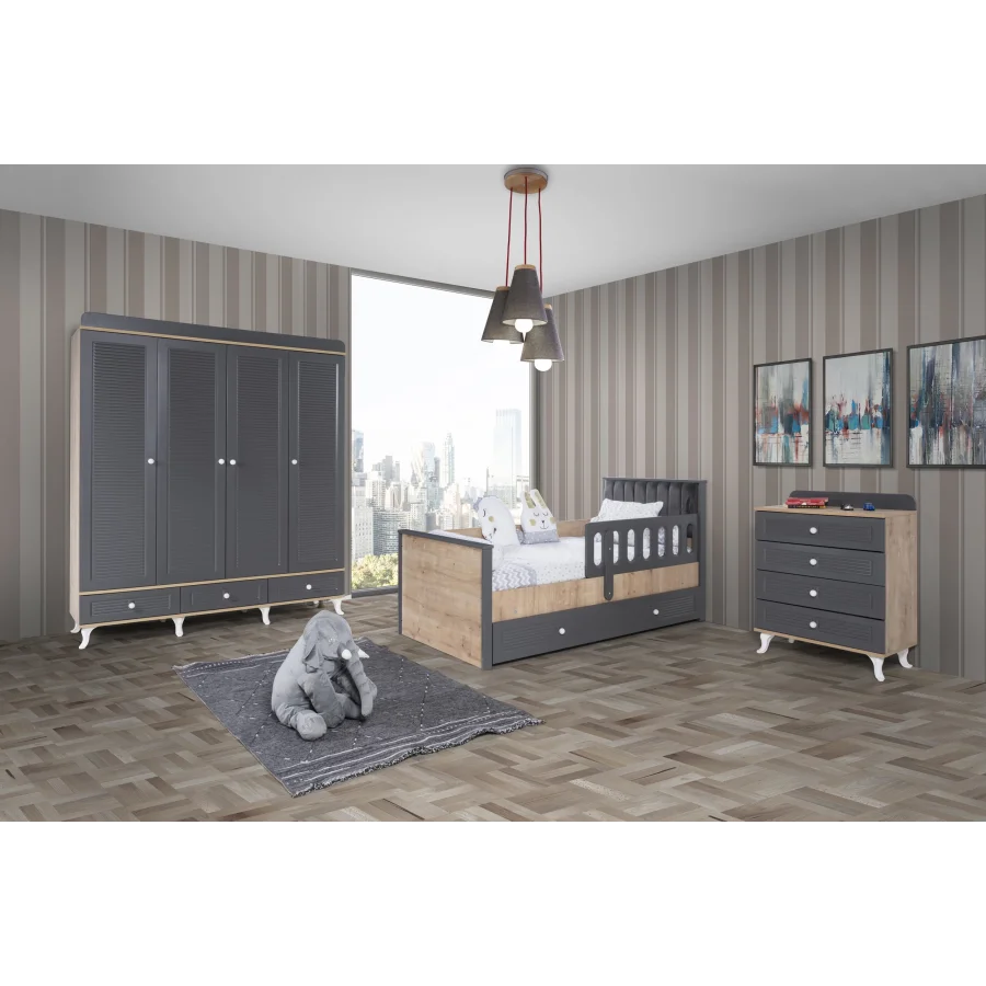 2KA Palm 4 Kapılı Karyolalı Çocuk Odası Takımı