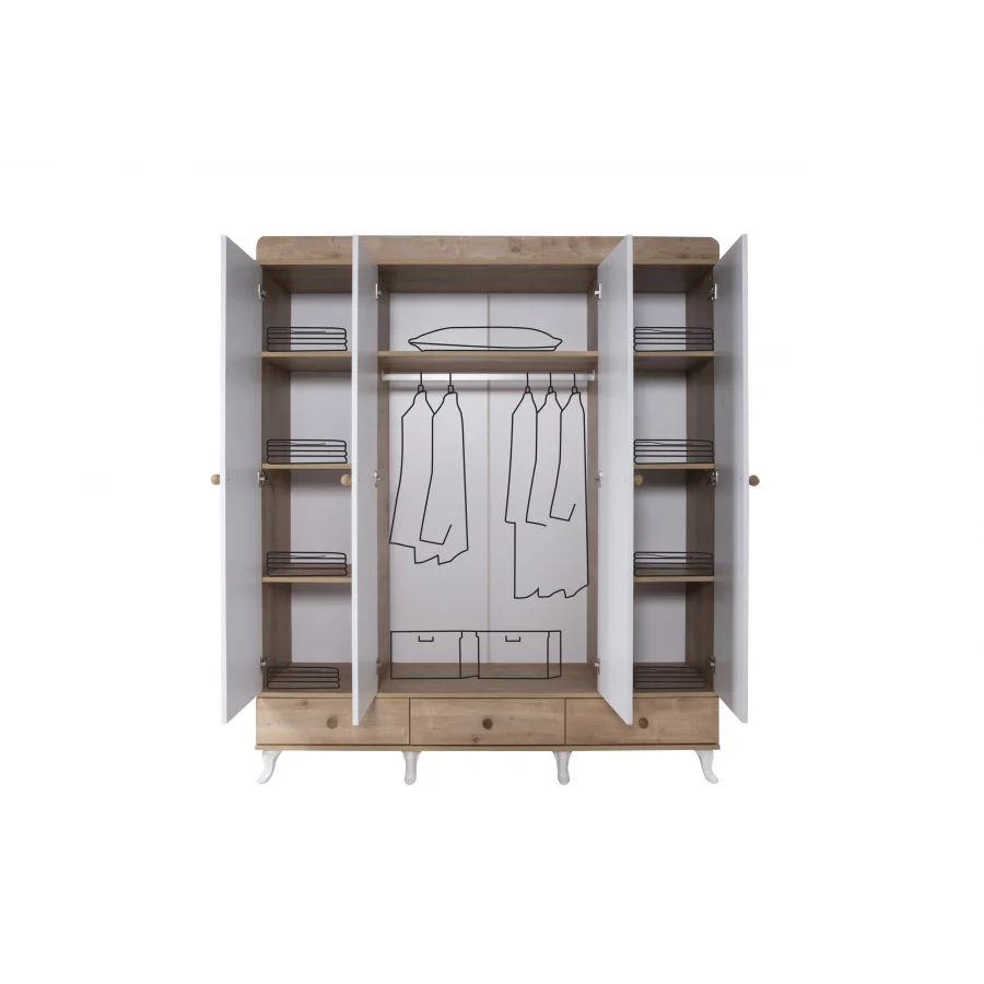 2KA Simple 4 Kapılı Karyolalı Çocuk Odası Takımı