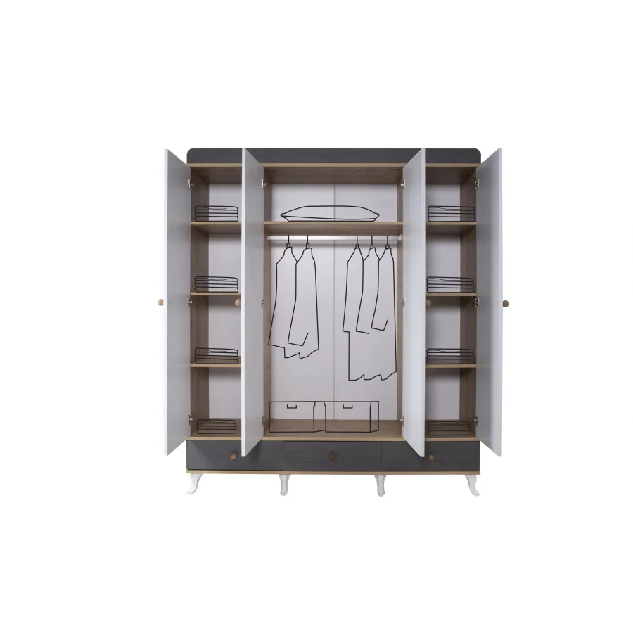 2KA Sunlight 4 Kapılı Karyolalı Çocuk Odası Takımı