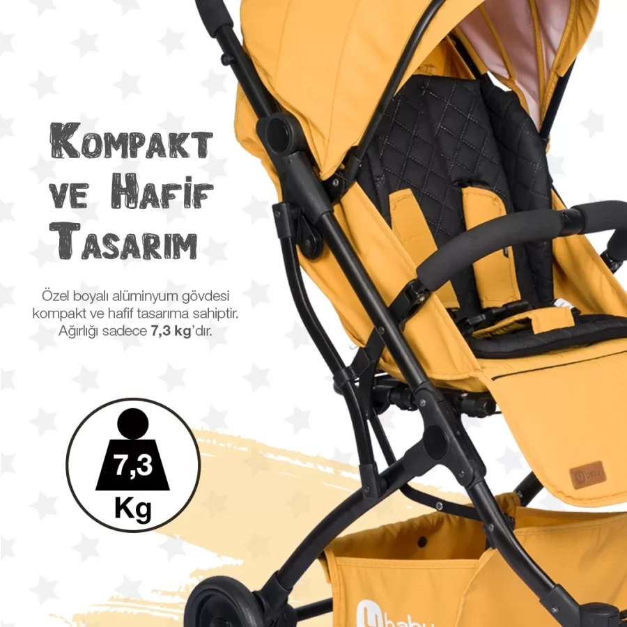 4 Baby AB-383 Drone Sky Siyah Kabin Tipi Bebek Arabası - Sarı