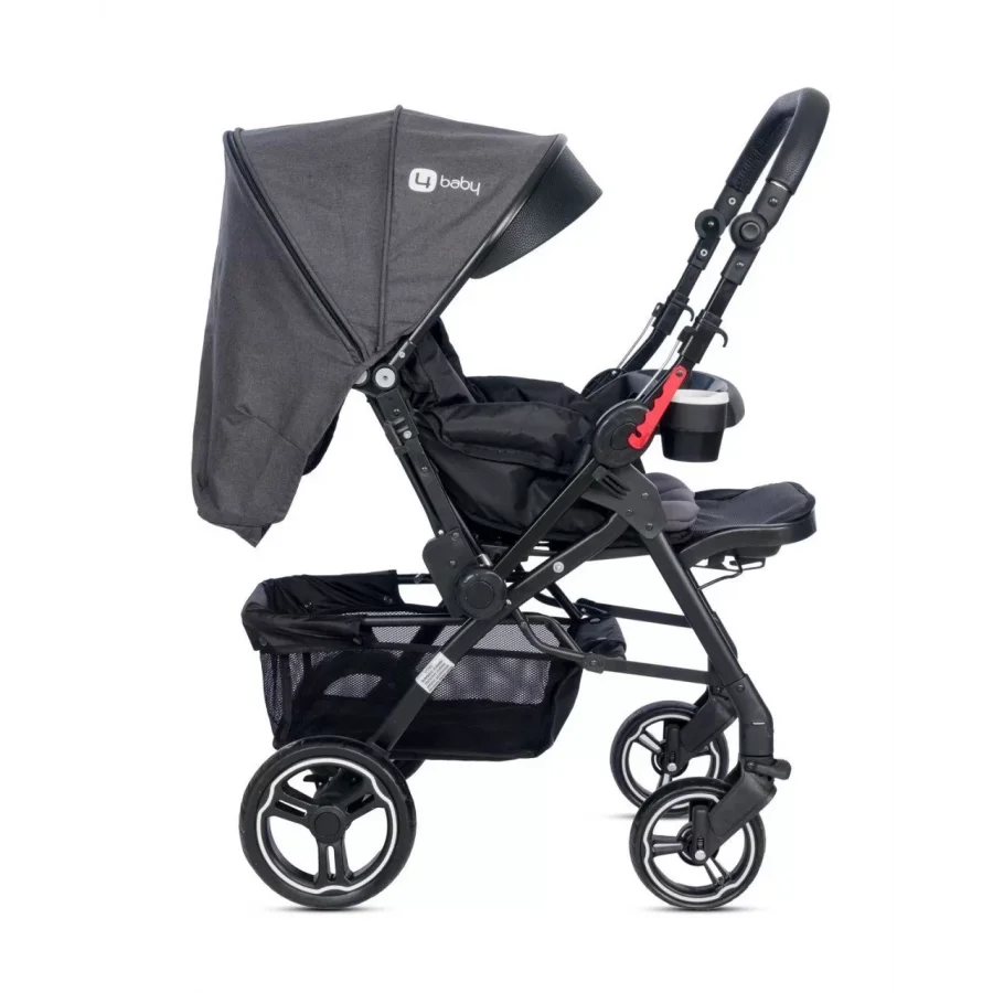 4 Baby Active Siyah Plus Çift Yönlü Bebek Arabası - Antrasit
