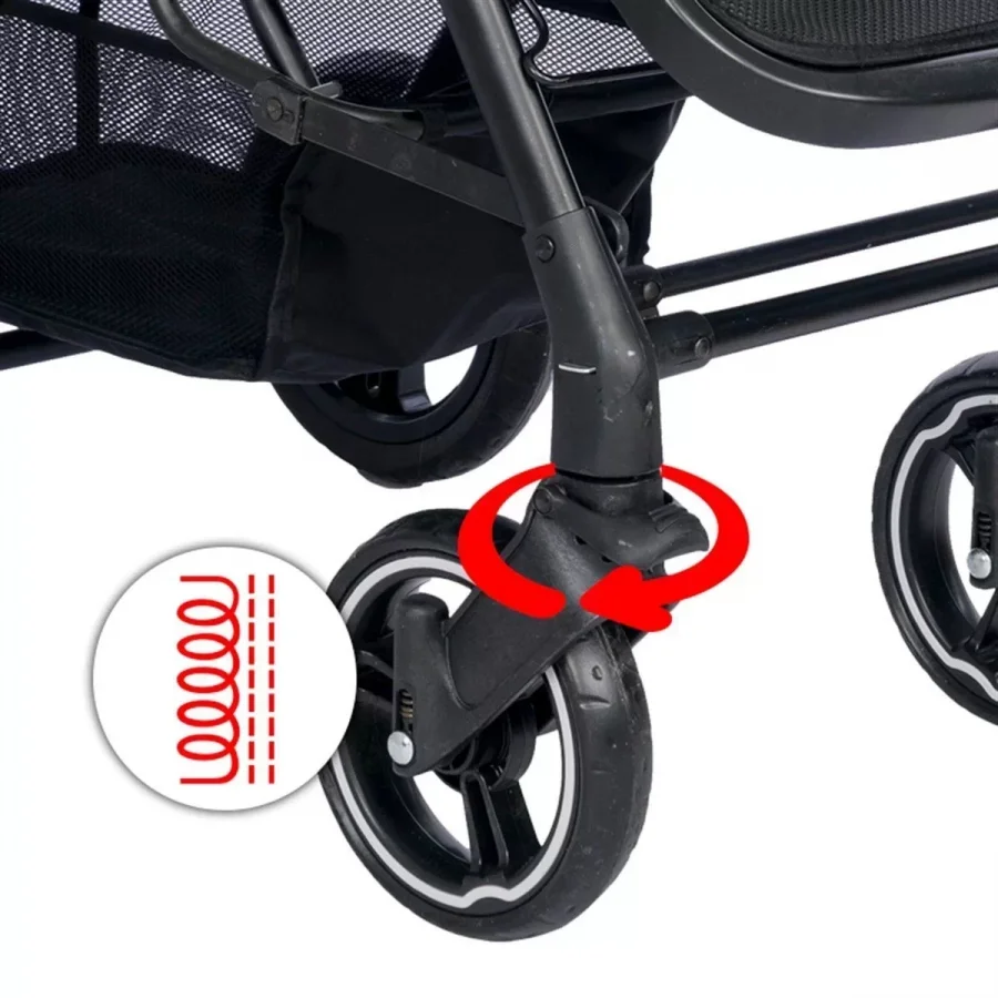 4 Baby Active Siyah Plus Çift Yönlü Bebek Arabası - Gri