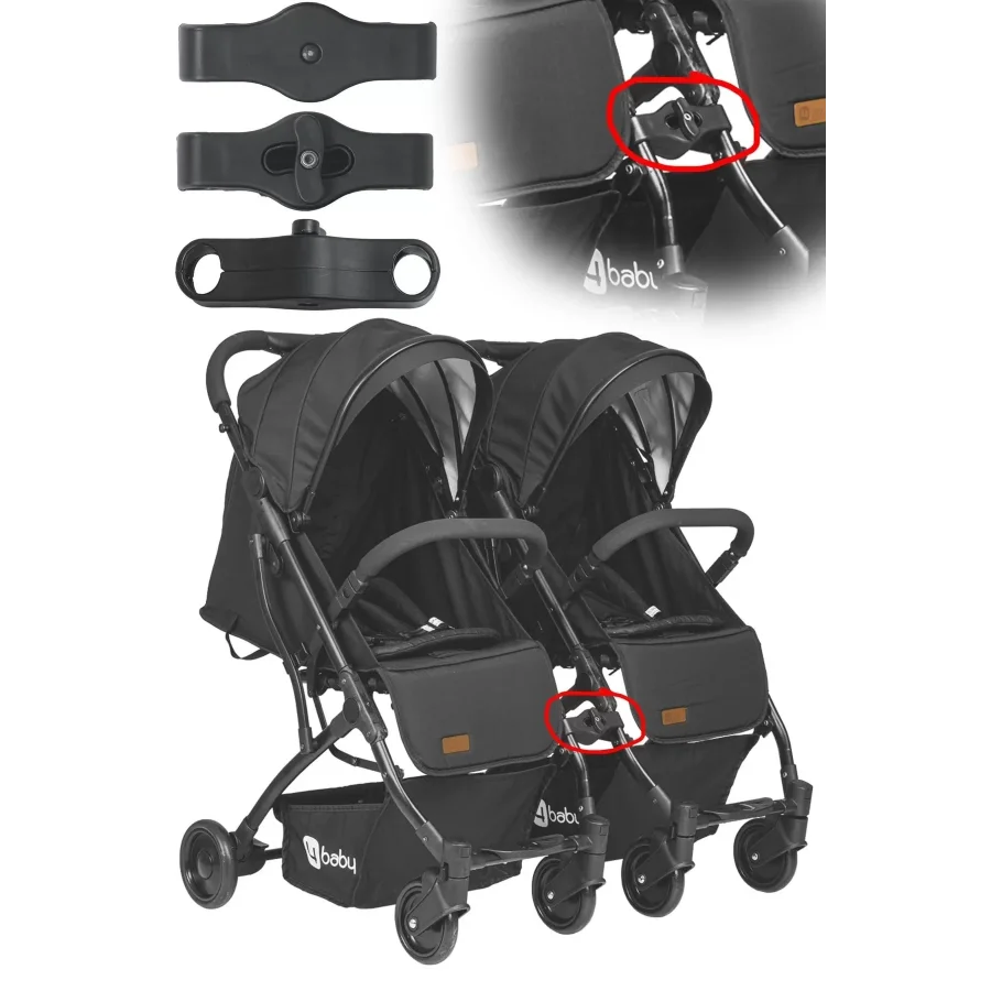 4 Baby Drone Kabin İkiz Aparatlı Bebek Arabası / Siyah