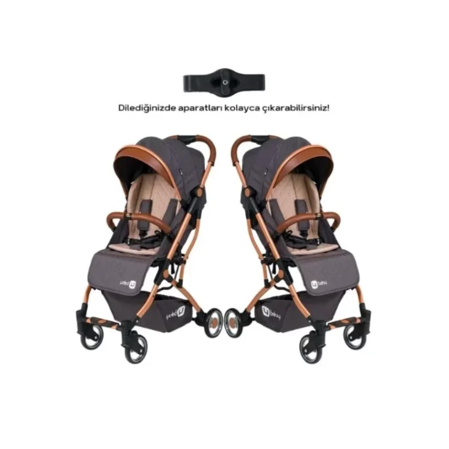 4 Baby Drone Kabin İkiz Aparatlı Bebek Arabası / Antrasit