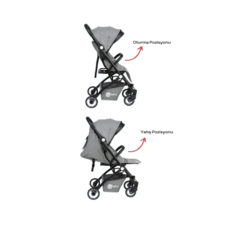 4 Baby Drone Kabin İkiz Aparatlı Bebek Arabası / Gri