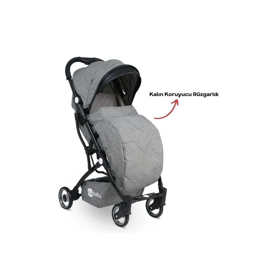 4 Baby Drone Kabin İkiz Aparatlı Bebek Arabası / Gri