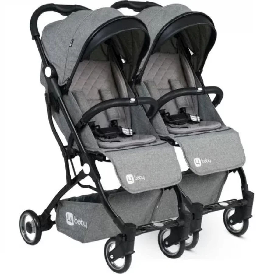 4 Baby Drone Kabin İkiz Aparatlı Bebek Arabası / Gri