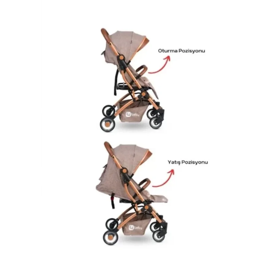 4 Baby Drone Kabin İkiz Aparatlı Bebek Arabası / Kahve