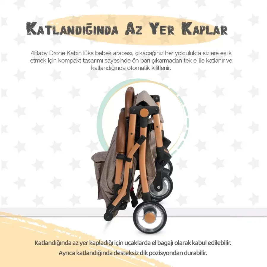 4 Baby Drone Travel Sistem Bebek Arabası Gold / Kahve