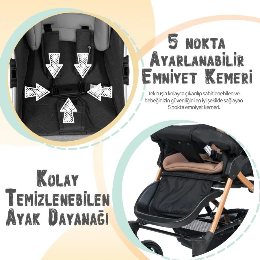 4 Baby Olympus Gold Çift Yönlü Bebek Arabası Gri