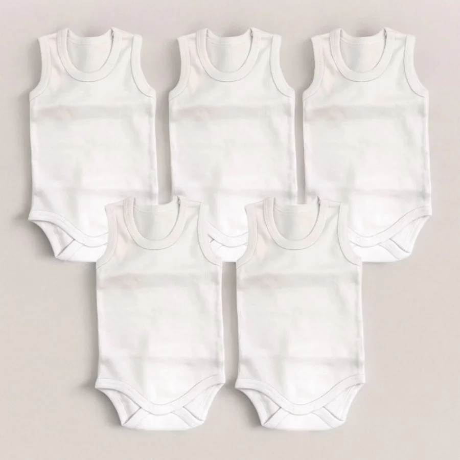5li Askılı Çıtçıtlı Body Zıbın Bebek Atlet - Beyaz