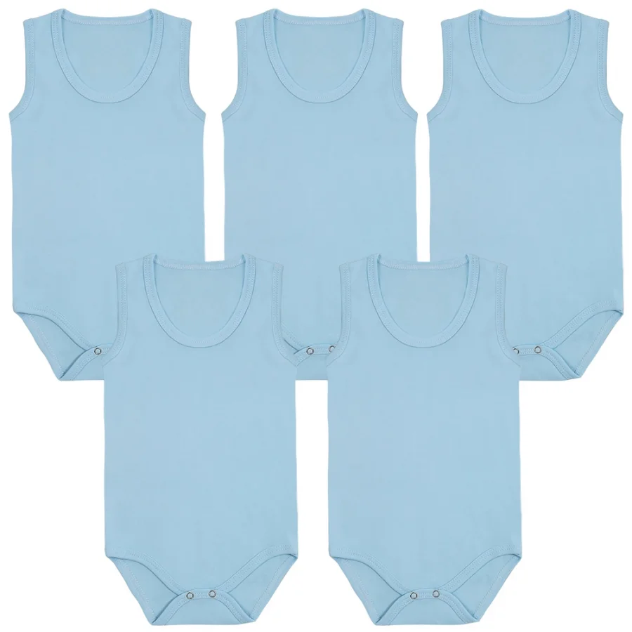 5li Askılı Çıtçıtlı Body Zıbın Bebek Atlet - Mavi