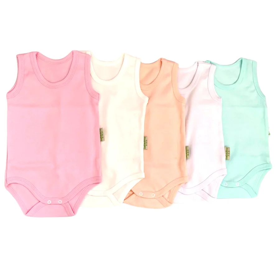 5li Bisiklet Yaka Kız Çocuk Çıtçıtlı Body Zıbın Atlet