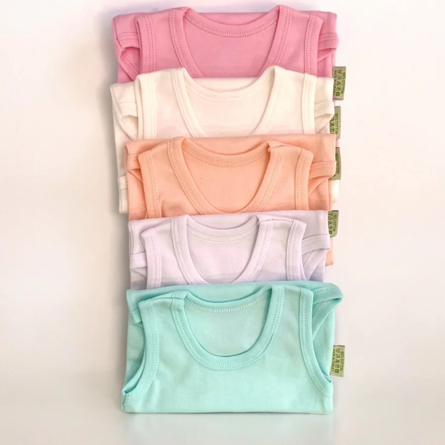 5li Bisiklet Yaka Kız Çocuk Çıtçıtlı Body Zıbın Atlet