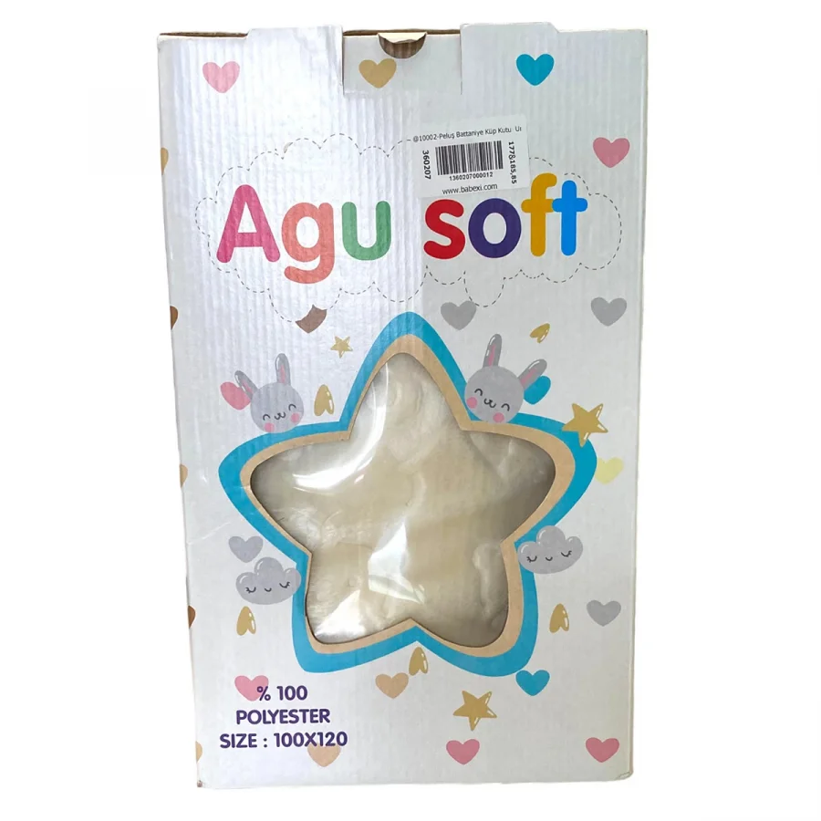 Agu soft Kabartmalı Peluş Bebek Battaniyesi 100x120cm - Beyaz